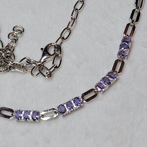 sterling silver and purple tanzanite paperclip chain necklace